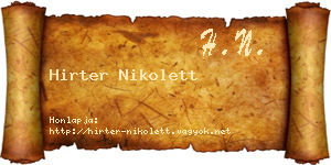 Hirter Nikolett névjegykártya